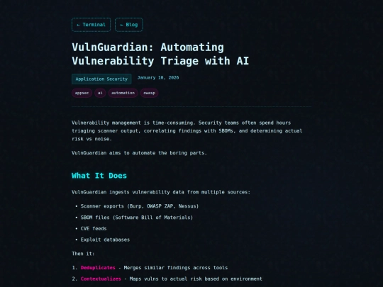 blog/vulnguardian-automation screenshot