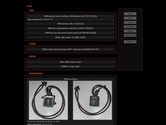 collections/nineinchnails screenshot