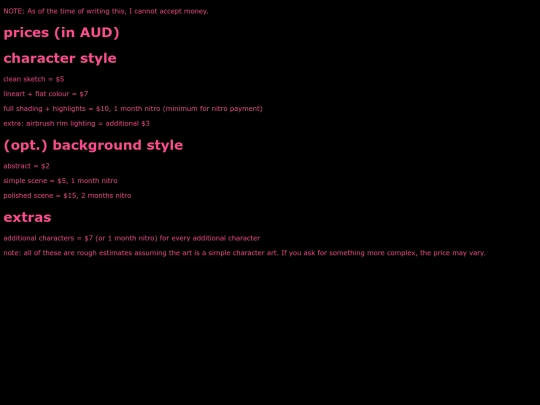 prices screenshot