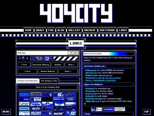 links screenshot