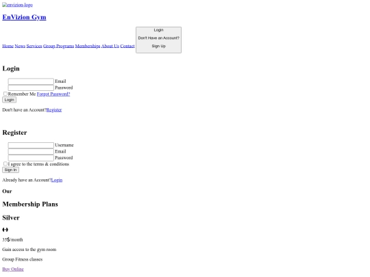 Gym/membership screenshot