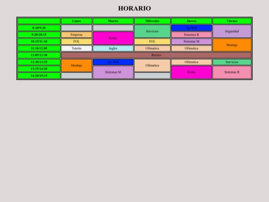 horario screenshot