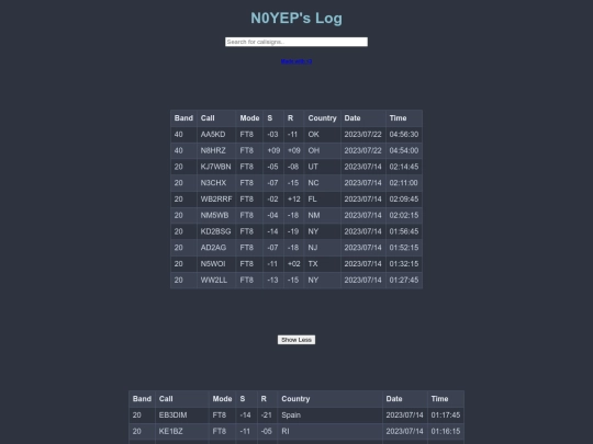 log screenshot