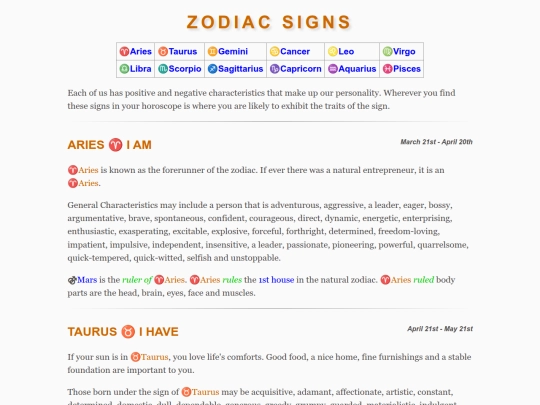 astrology/a-zone/signs screenshot