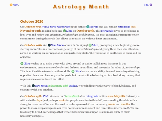 astrology/cafe screenshot