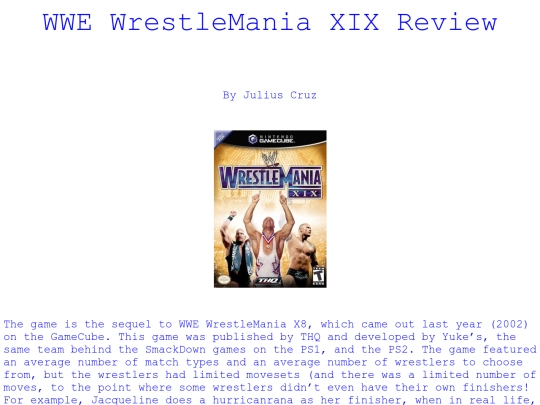WWEWrestleManiaXIXGameCubeReview screenshot