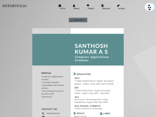 portfolio/resume screenshot