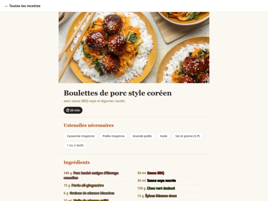private/recette/boulettes-porc-style-coreen screenshot