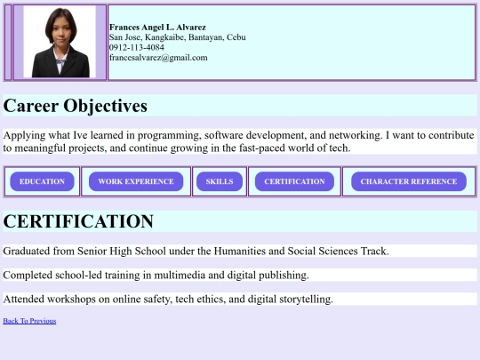 certification screenshot