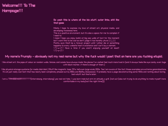 Frumply's Web/pages/homescreen screenshot