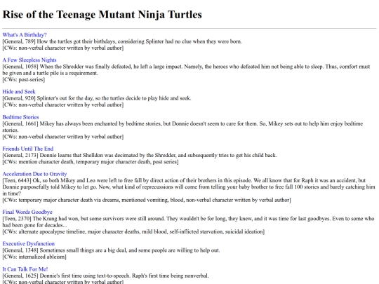 HTML/FANFICTION_SUB/ROTTMNT/rottmntindex screenshot