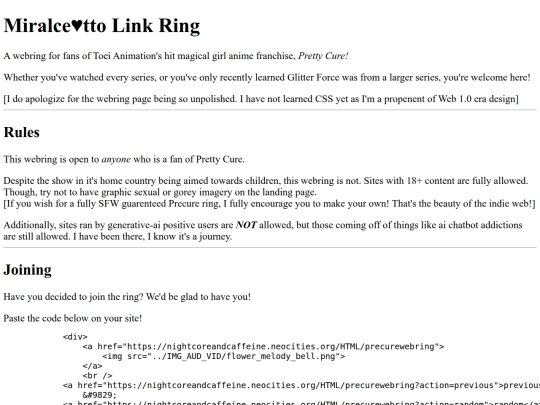 HTML/precurewebring screenshot