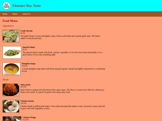 menu screenshot