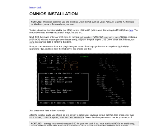 illumos/install screenshot