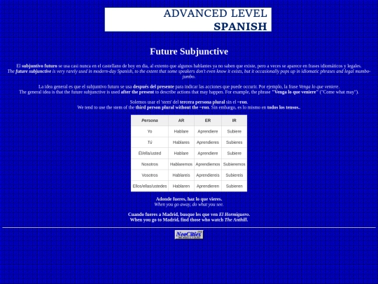 spanish/grammar/subjuntivo_futuro screenshot
