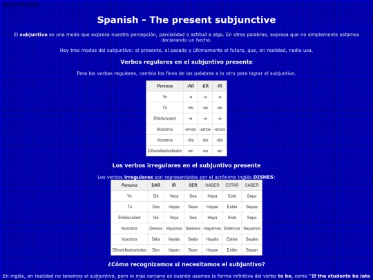 spanish/grammar/subjuntivo_presente screenshot