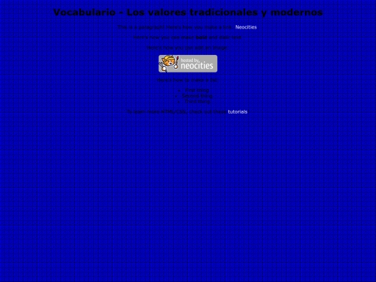 spanish/valores/vocab screenshot