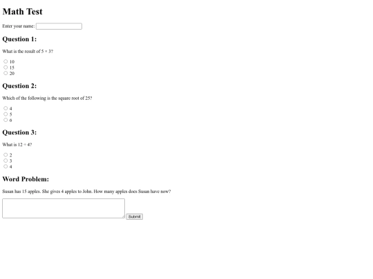 mainMathTestFormAssignment screenshot