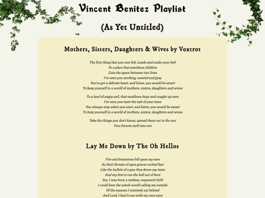 Conclavery/vincentplaylist screenshot