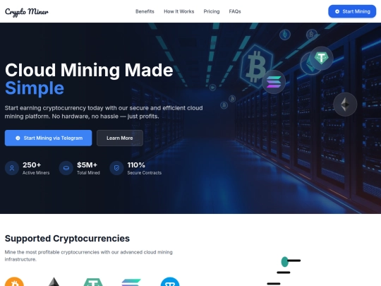 miner website screenshot