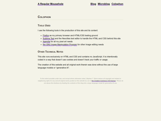 Colophon screenshot