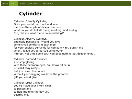 Poetry/Cylinder screenshot