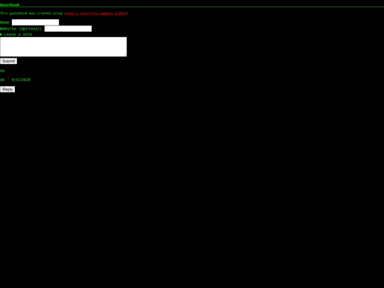 guestbook screenshot