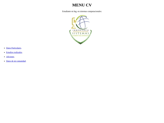 Menu screenshot