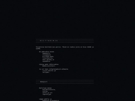 teksti/salainen-keittokirja screenshot
