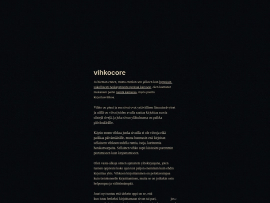 teksti/vihkocore screenshot