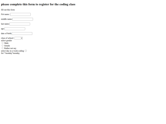 codingclassform screenshot