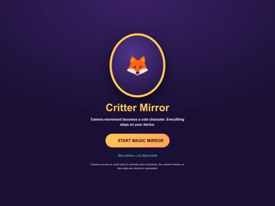 Aug/critter-mirror screenshot