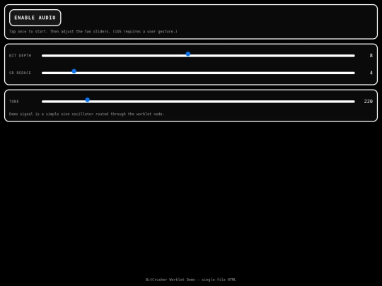 Publish/bitcrusher-worklet-demo screenshot