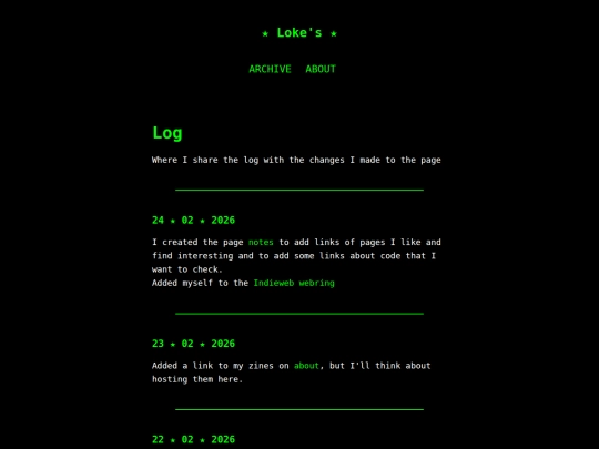 pages/log screenshot