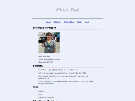 homepage/resume screenshot