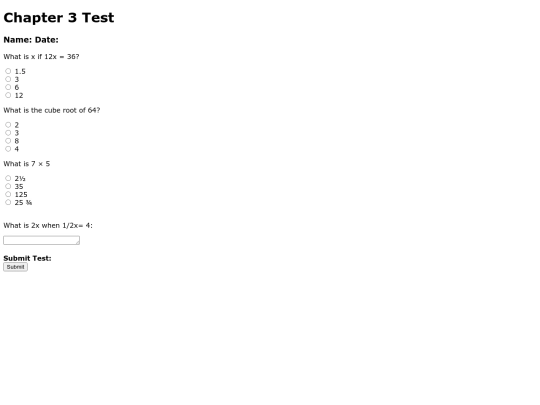 MathTest screenshot