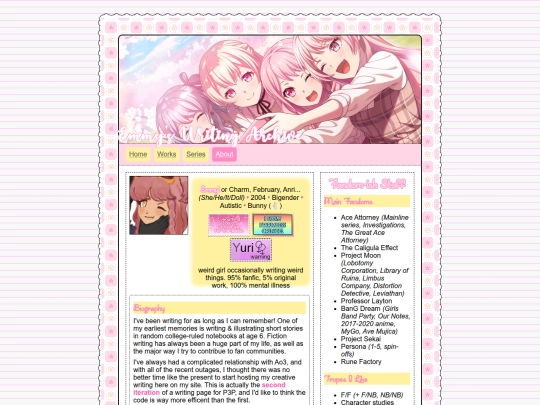 projects/writing/about screenshot