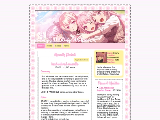 projects/writing/home screenshot