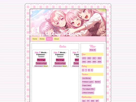 projects/writing/series screenshot