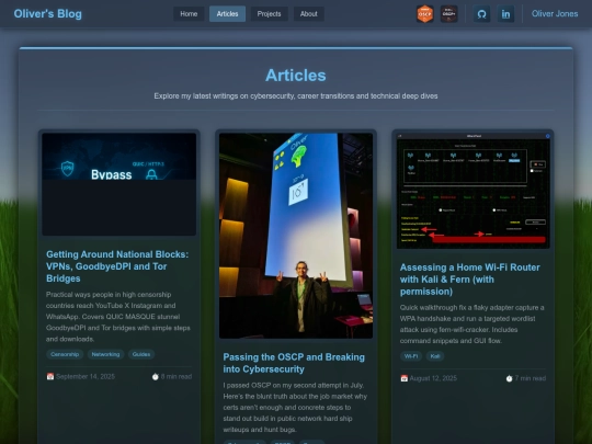 Blog/Articles screenshot