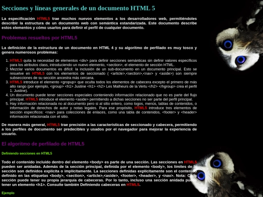 Secciones screenshot