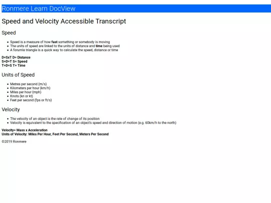 learn/science/speedandvelocity/document screenshot