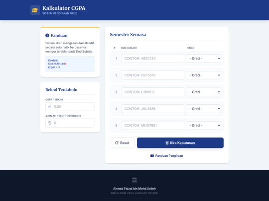 CGPAcalc screenshot
