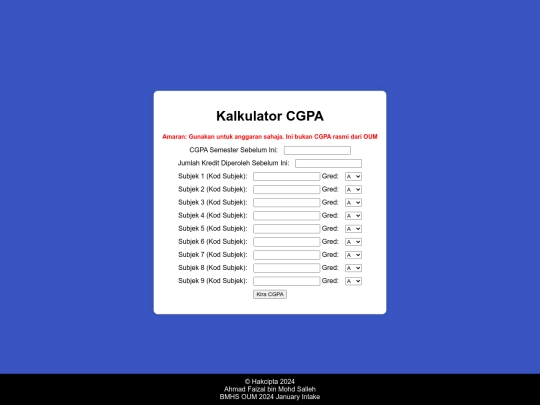 CGPAcalc9 screenshot