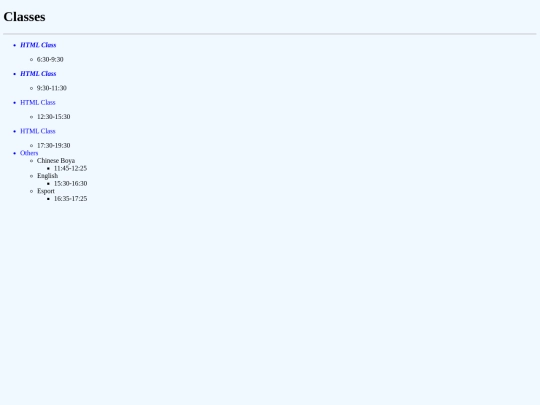 classlist screenshot