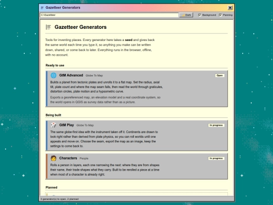 gazetteer screenshot