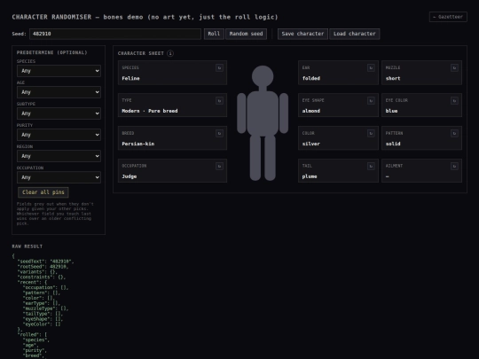 gazetteer/rndm/characters screenshot