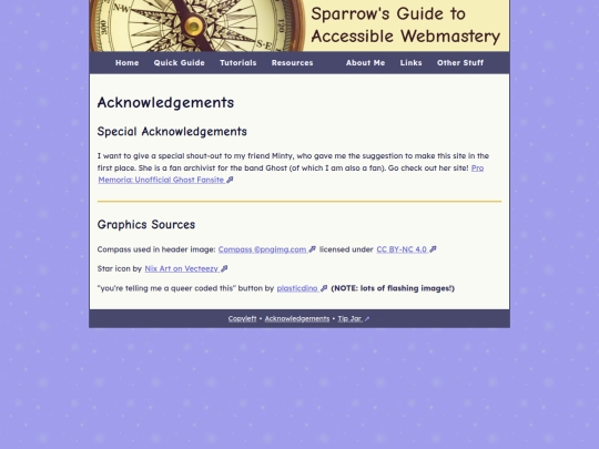 acknowledgements screenshot