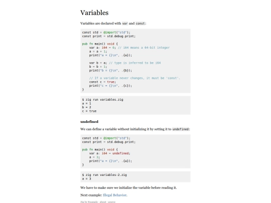 variables screenshot