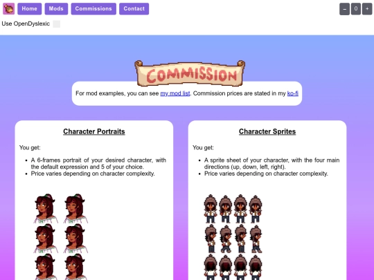 commissions screenshot